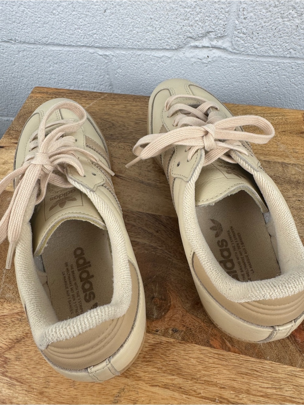 Adidas Originals Samba OG Leather Sneakers Cream/Beige Gum Sole - Picture 5 of 15